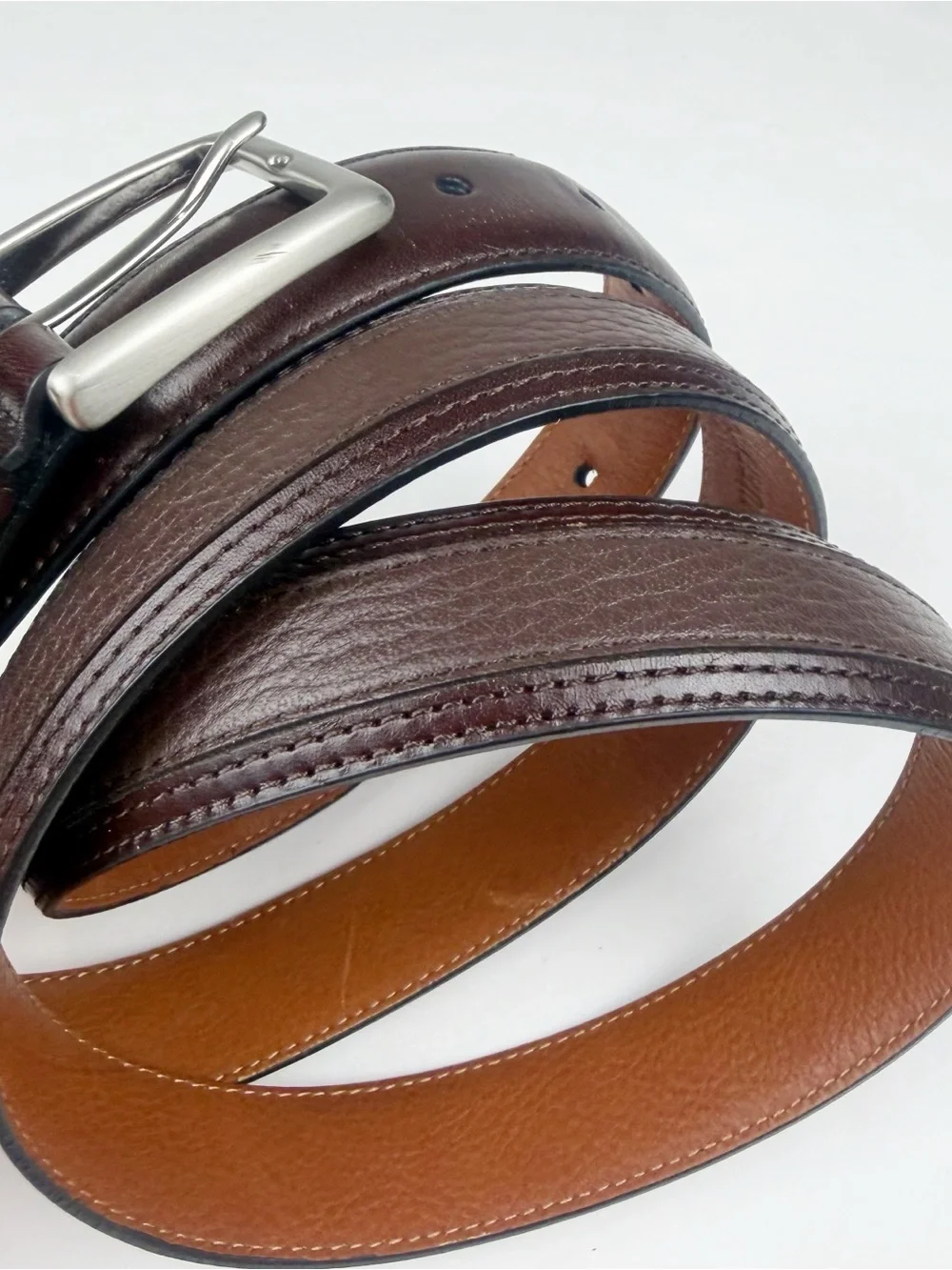 Johnston & Murphy Pebbled Leather Brown Dress Belt Size 44